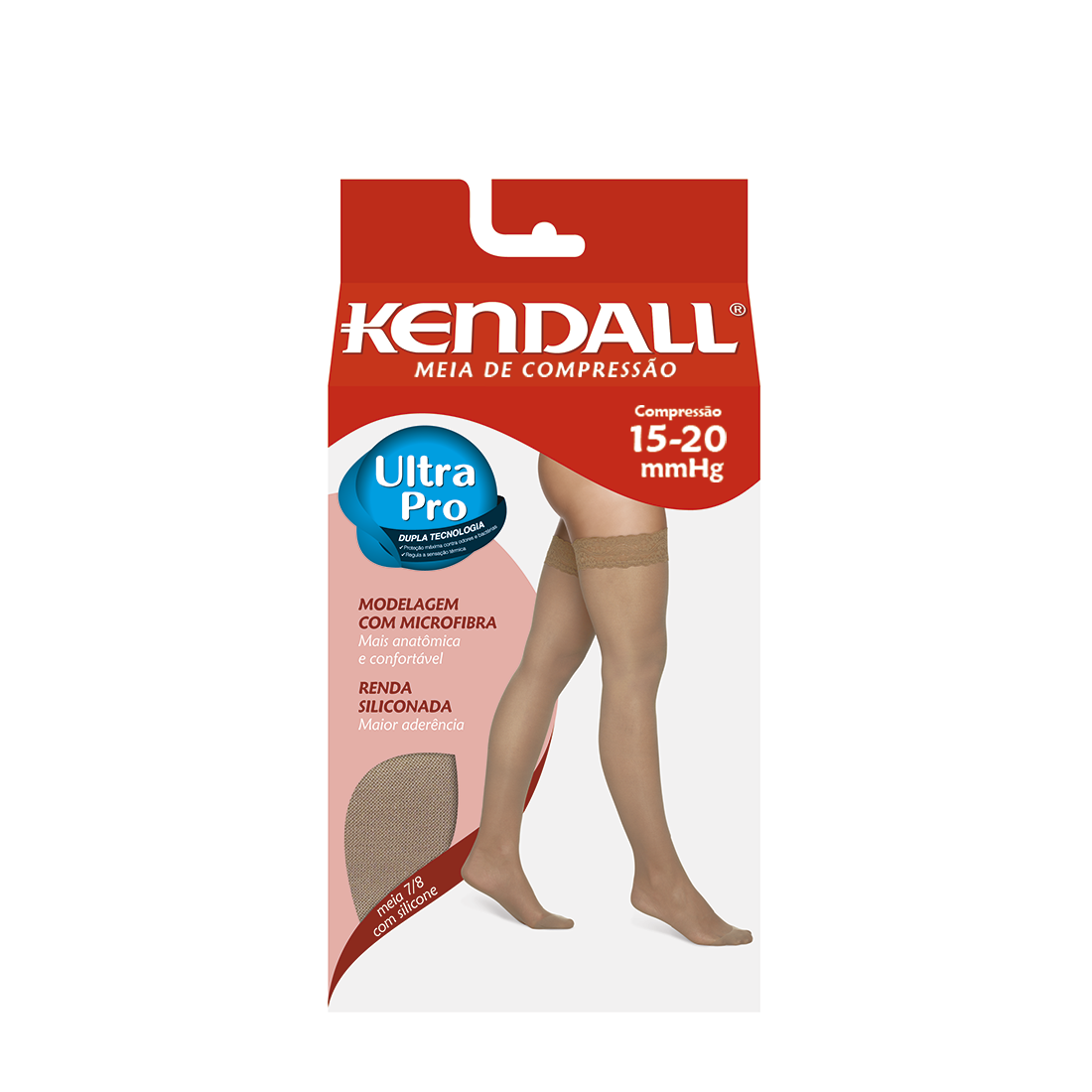 MEIA KENDALL 7/8 15-20 MMHG COM SILICONE E PONTEIRA 1612